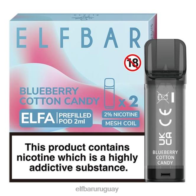 cápsula precargada elfbar elfa - 2 ml - 20 mg (paquete de 2) algodón de azúcar de arándanos TH4FV124
