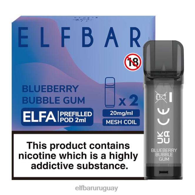 cápsula precargada elfbar elfa - 2 ml - 20 mg (paquete de 2) chicle de arándanos TH4FV126
