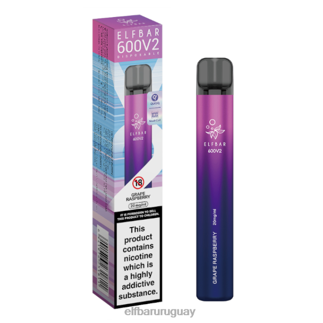 Vaporizador desechable elfbar 600v2 - 20 mg frambuesa uva TH4FV24