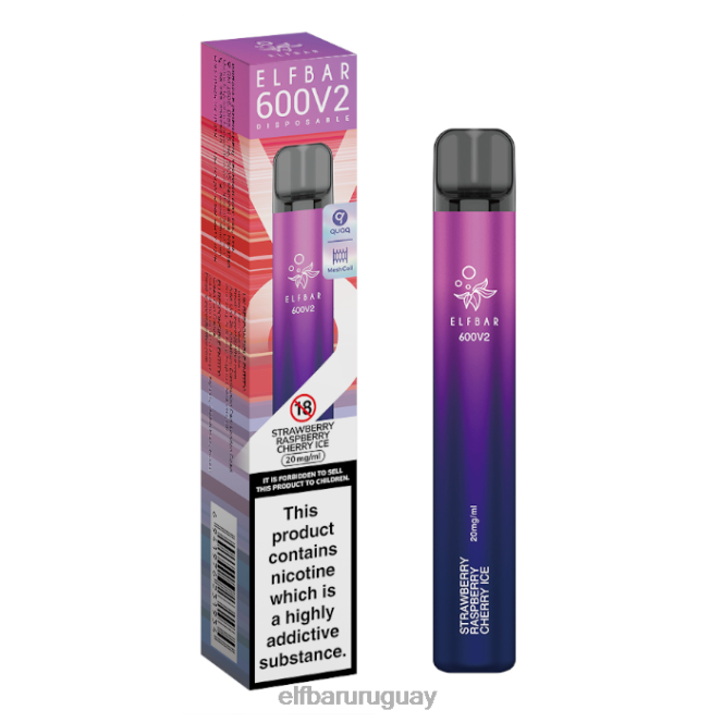Vaporizador desechable elfbar 600v2 - 20 mg fresa frambuesa cereza hielo TH4FV18