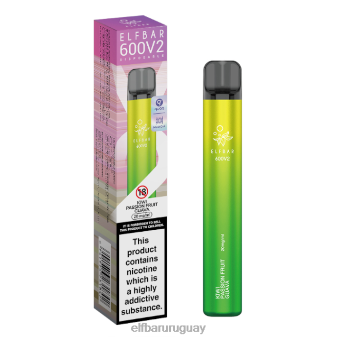 Vaporizador desechable elfbar 600v2 - 20 mg kiwi maracuyá guayaba TH4FV12