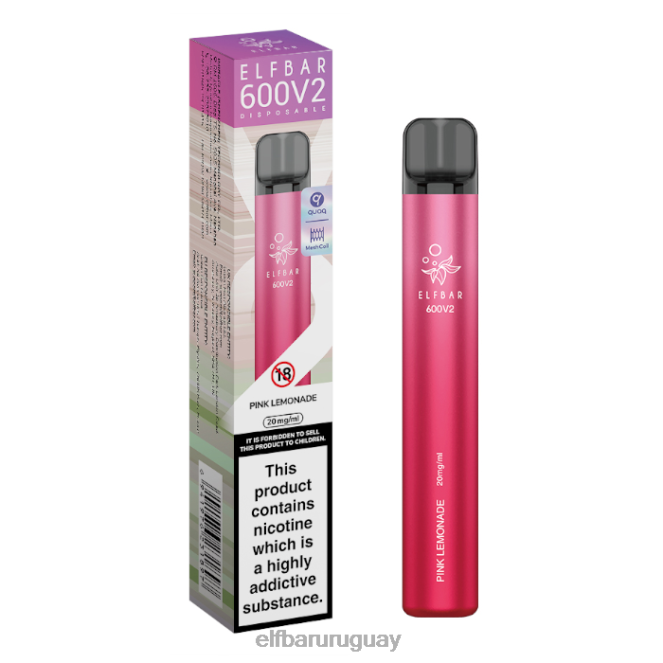 Vaporizador desechable elfbar 600v2 - 20 mg limonada rosa TH4FV7